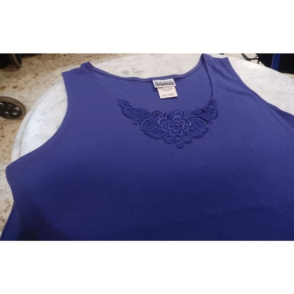 Basic Editions Tops - Basic Editions Womens Tank Top XL Purple Decorated Neckline